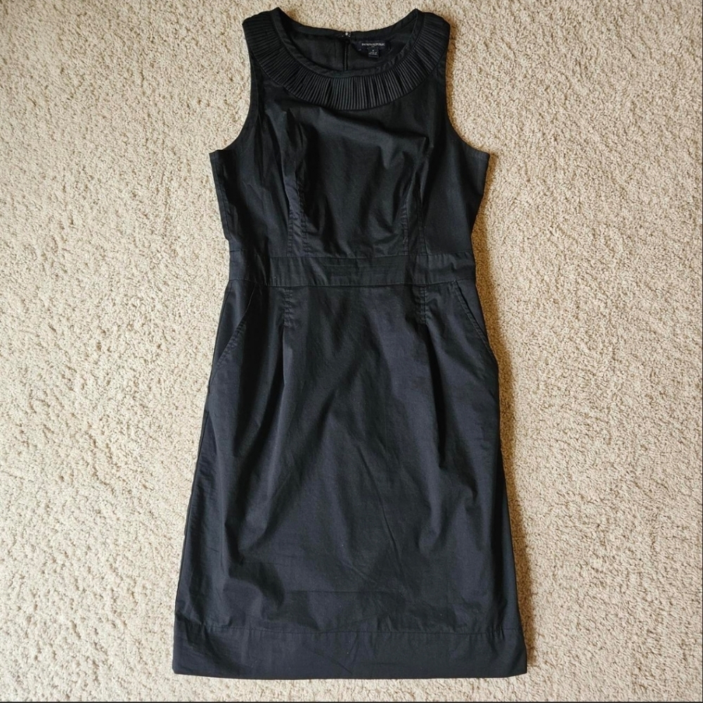 Banana Republic Black Pleated Neck Dress